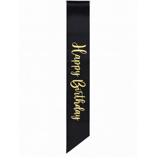 Picture of HAPPY BIRTHDAY BLACK & GOLD SASH